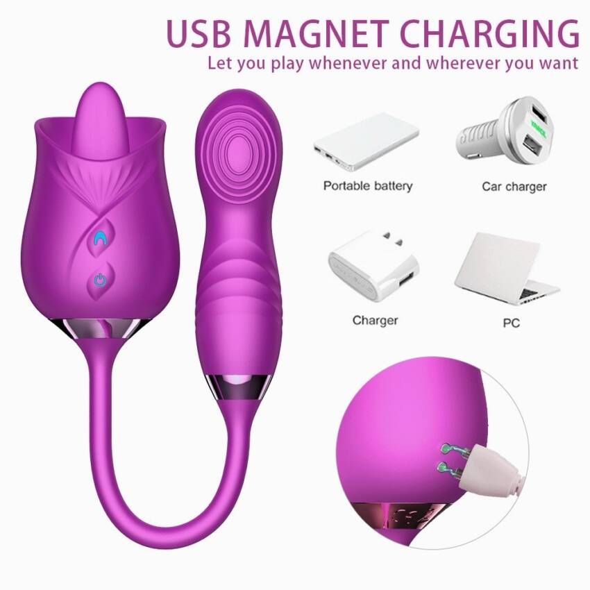 2 in 1 sex toy (Licking rose and dildo) - Image 2